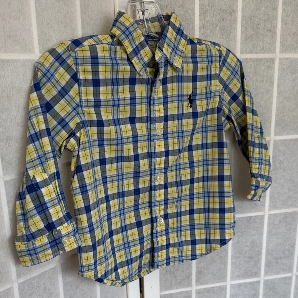 Boy’s Ralph Lauren Plaid Shirt - Blue and Yellow Size 9M